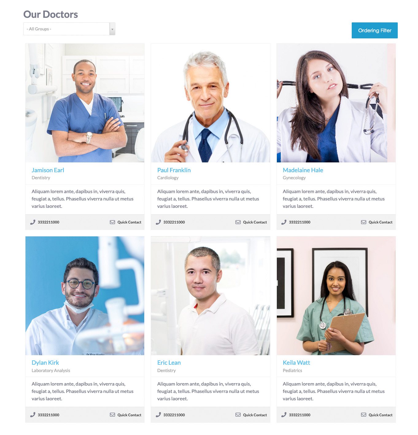 MediCenter Template - VikAppointments Employees List page