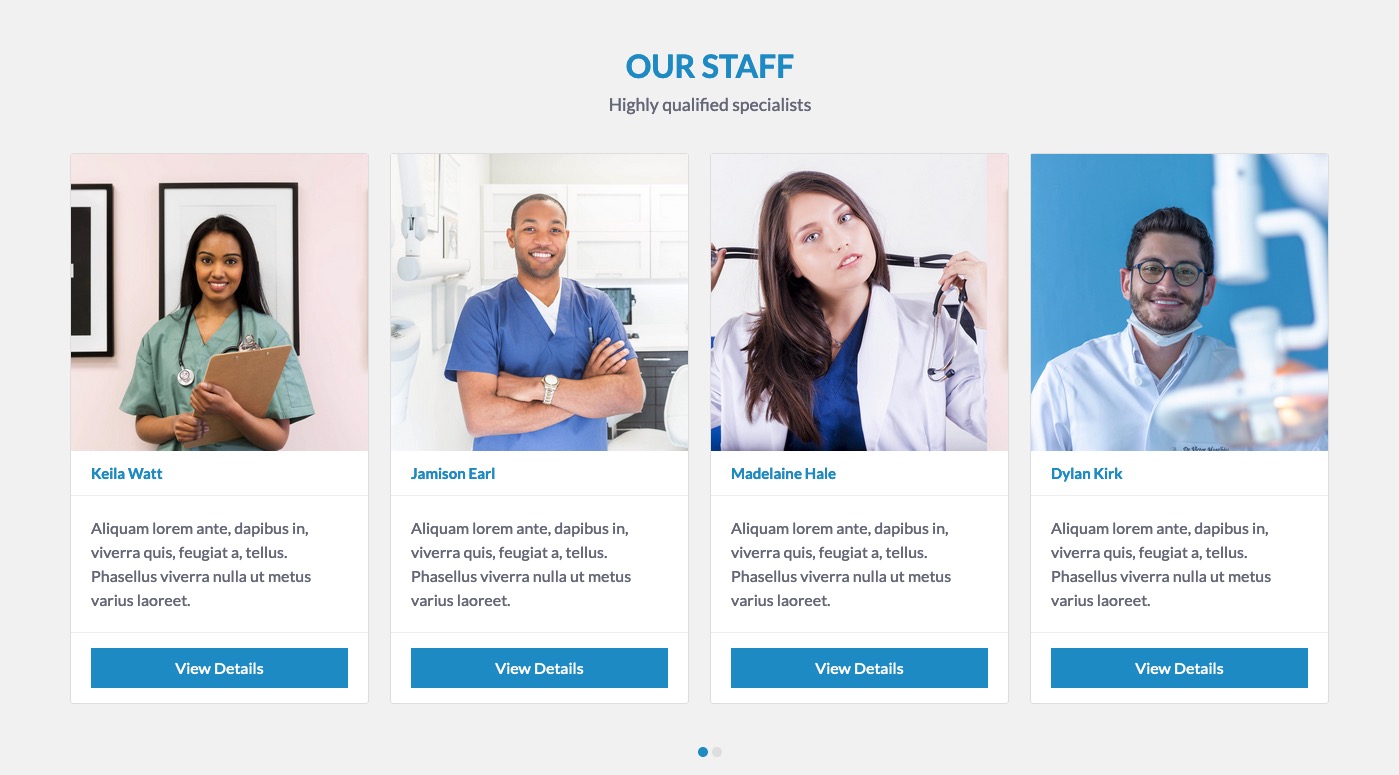 Template MediCenter - Employees List Homepage