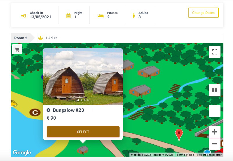 camping booking engine geolocation booking