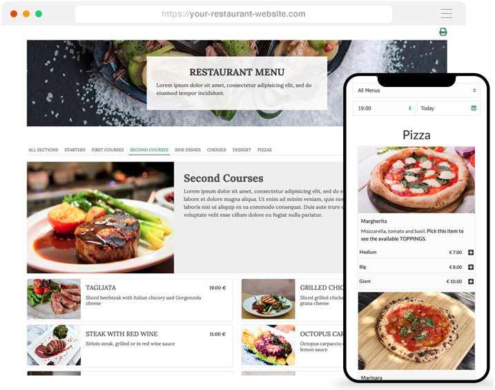 online food menu