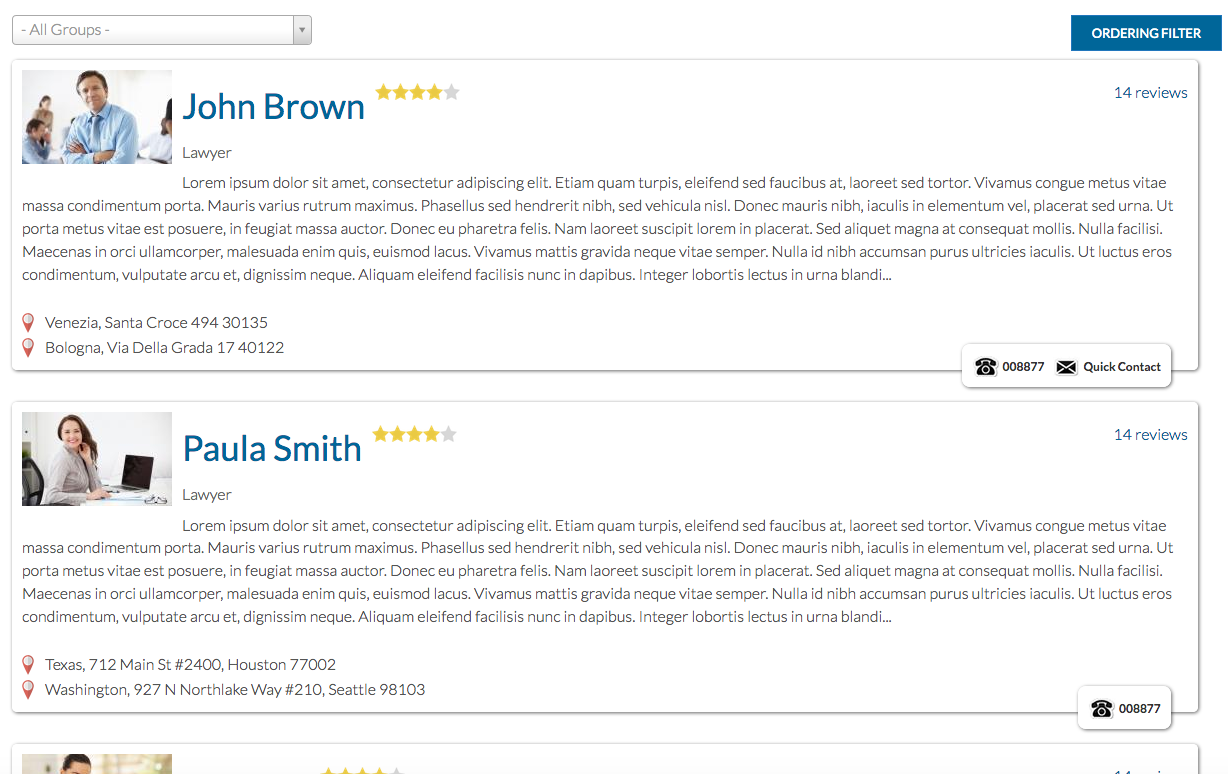 Vik Appointments - Employees FrontEnd View
