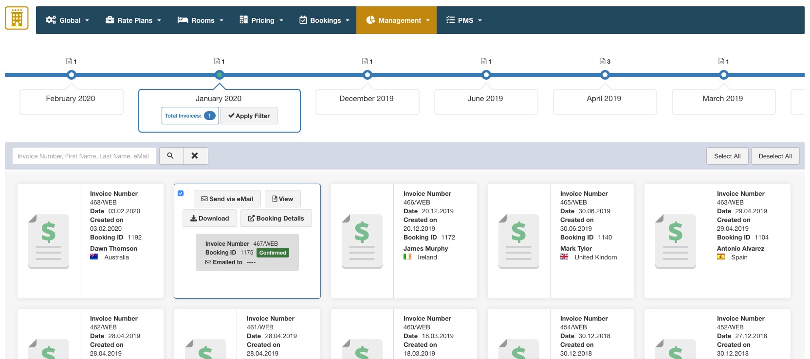 Invoices Management for the Hotel Vik Booking extension