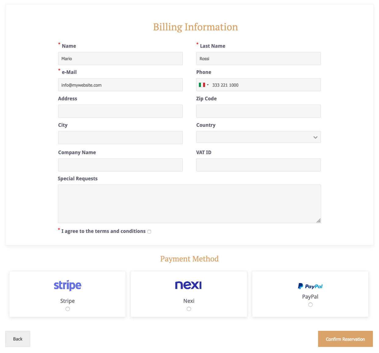 Joomla Hotel Vik Booking Payment Methods