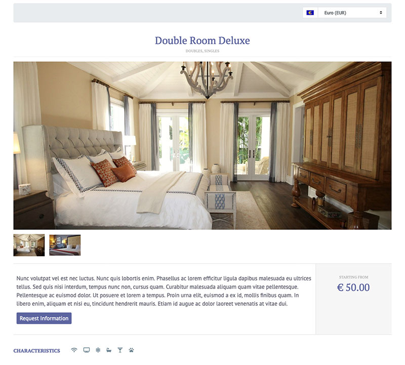 Room Details during the booking process