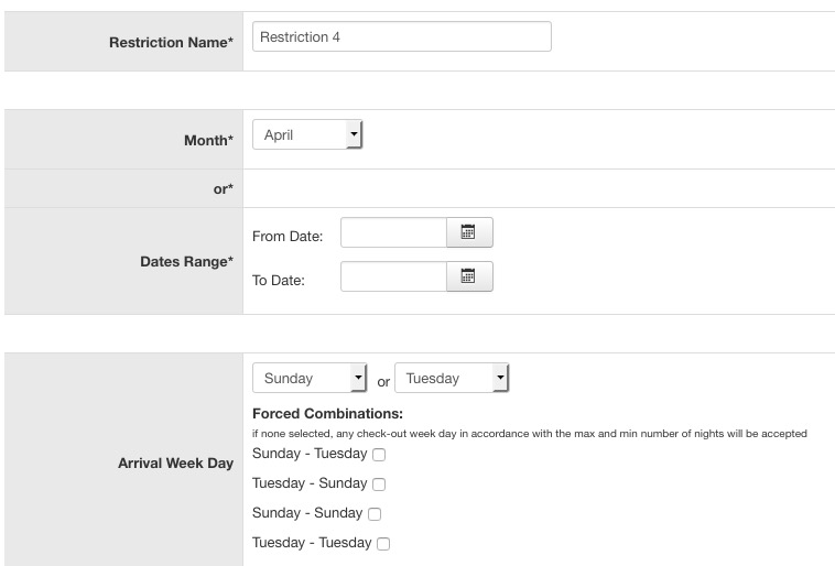 VikBooking - Restrictions Administration