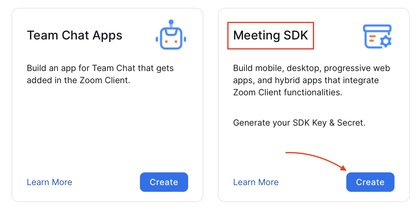 Zoom - Develop - Create Meeting SDK