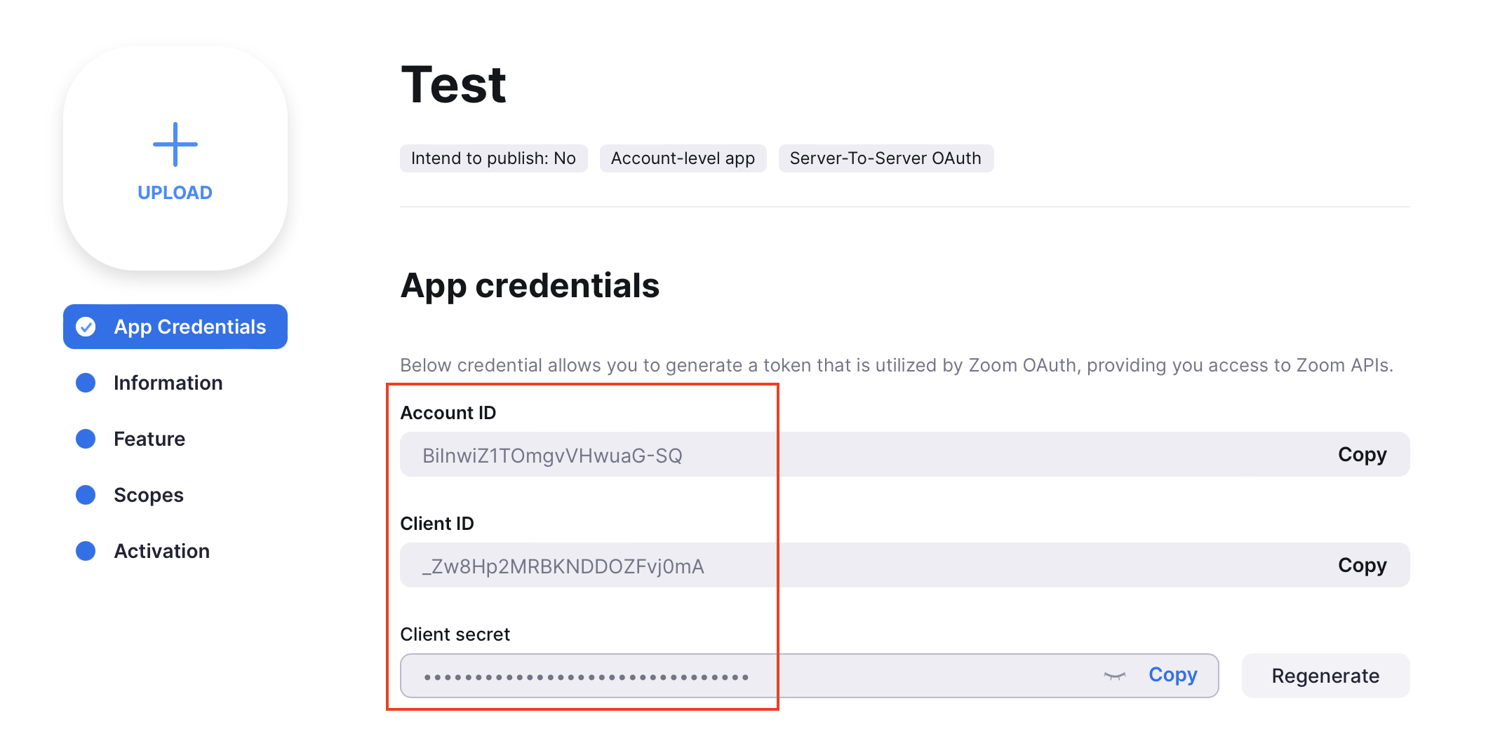 Zoom - Oauth App - API Credentials
