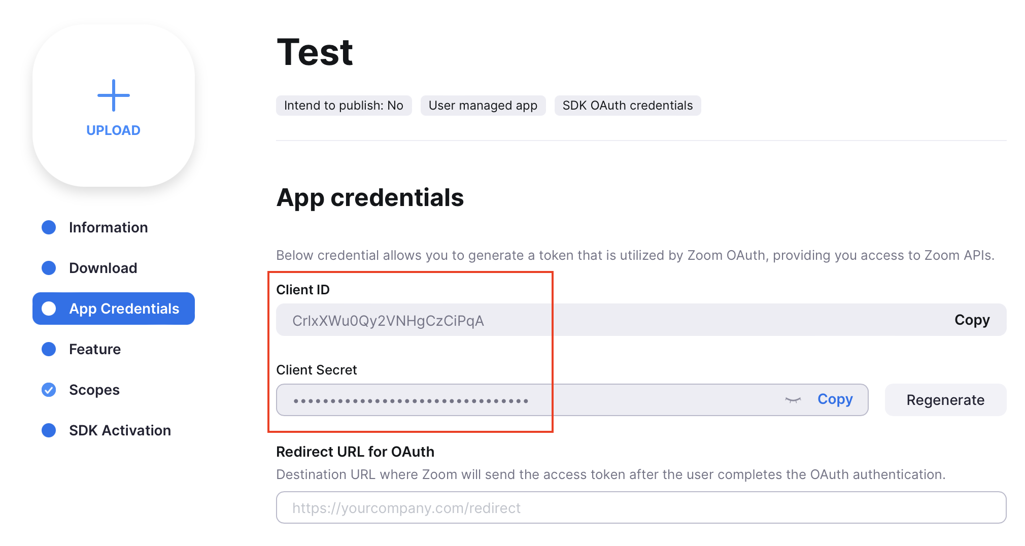 Zoom - Meeting SDK App - API Credentials