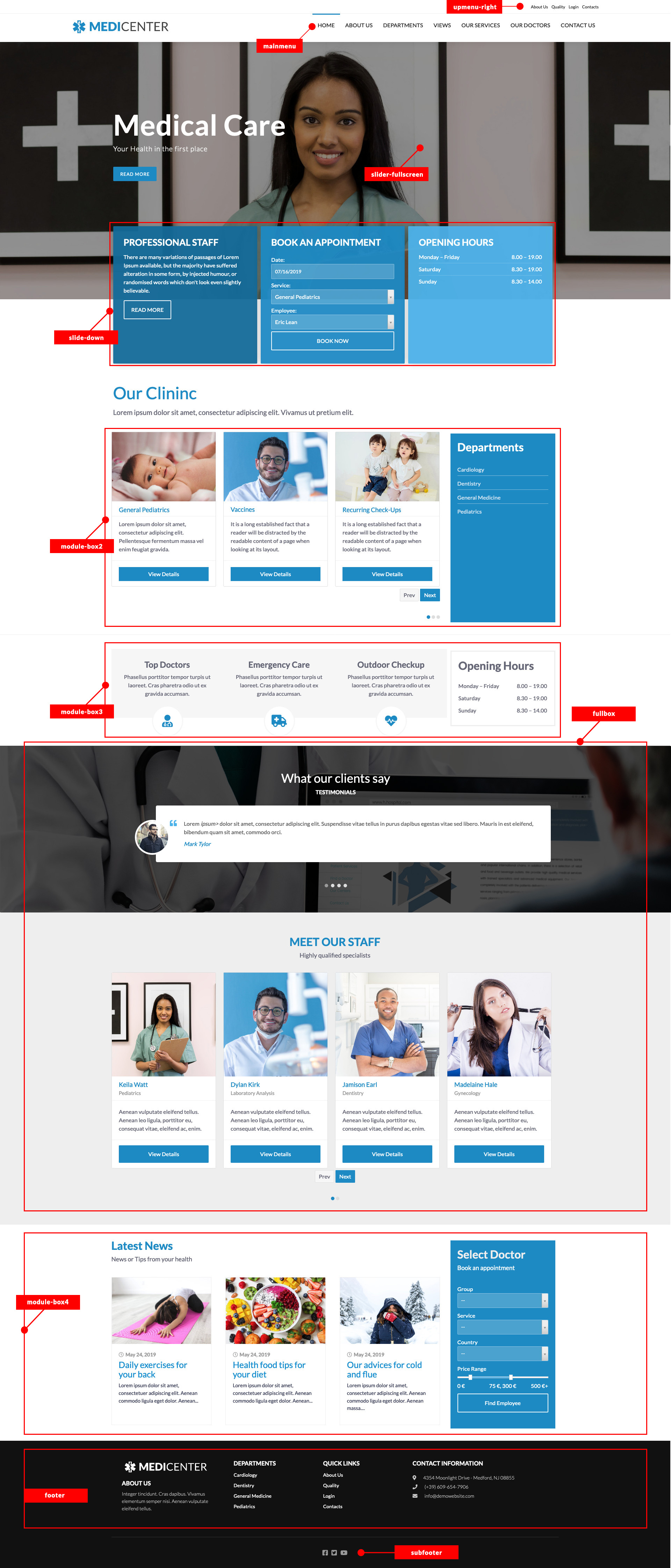 MediCenter screenshot - modules position
