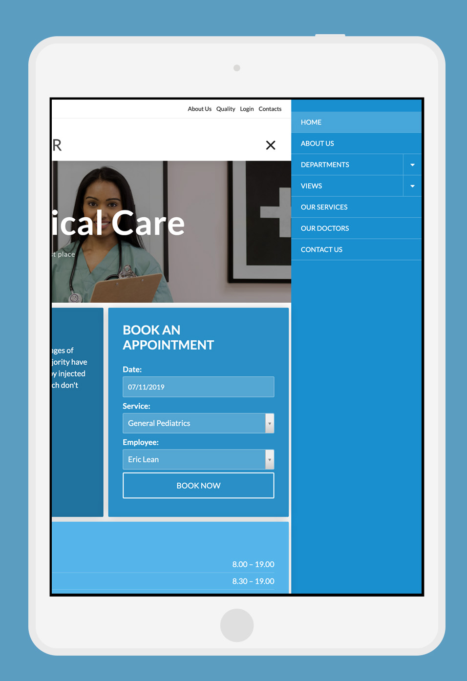 Joomla MediCenter template responsive example