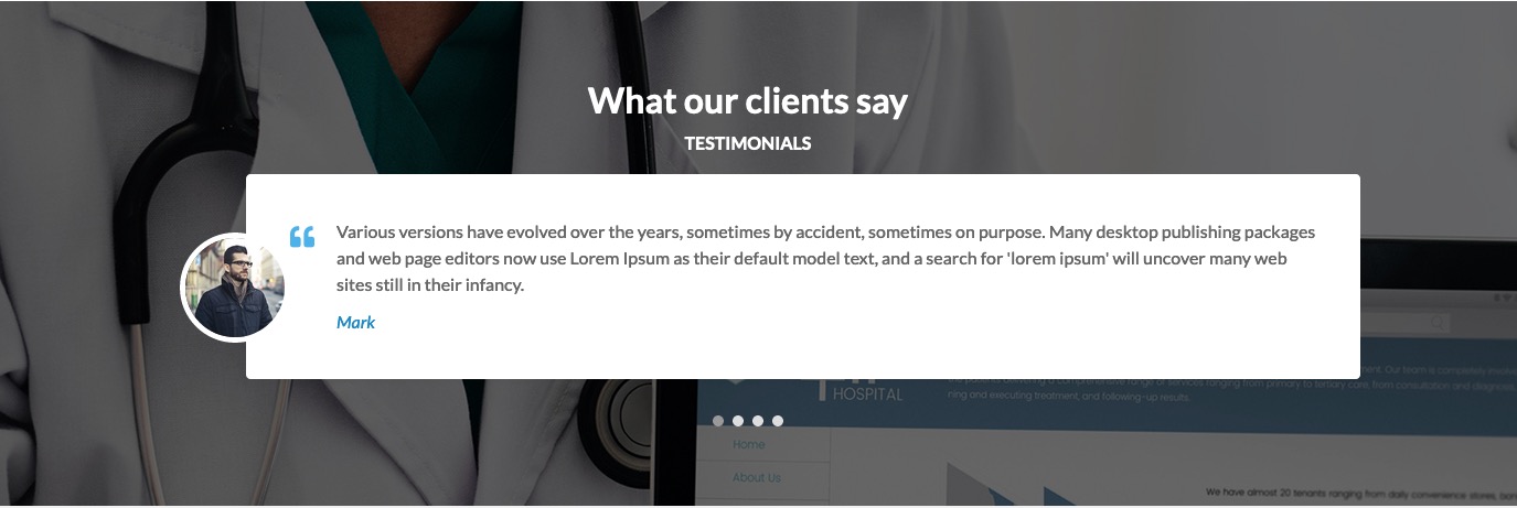 Template MediCenter - Testimonials Homepage