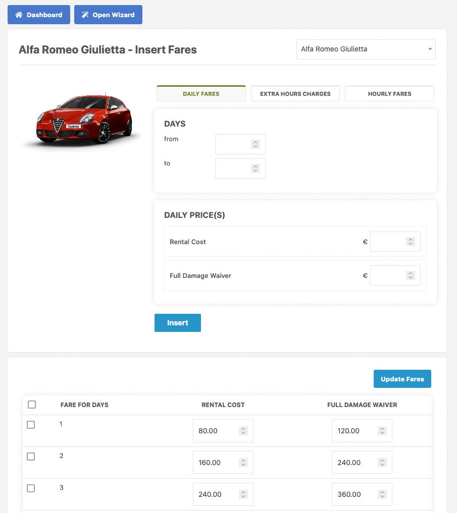 Vik Rent Car - Manage Pricing System